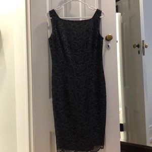 Black floral evening dress